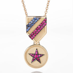 RUBY STAR MEDAL NECKLACE