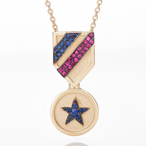 SAPPHIRE STAR MEDAL NECKLACE