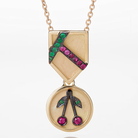 CHERRY MEDAL NECKLACE