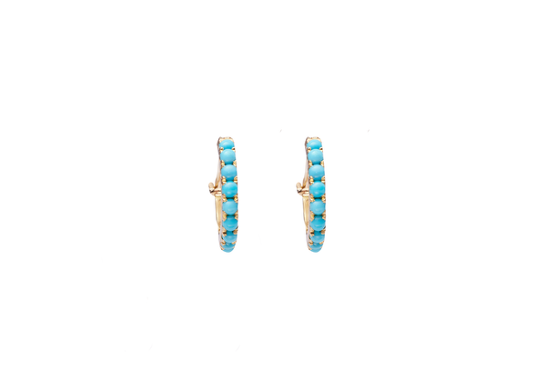 TURQUOISE HOOPS WITH DIAMOND CROSSES